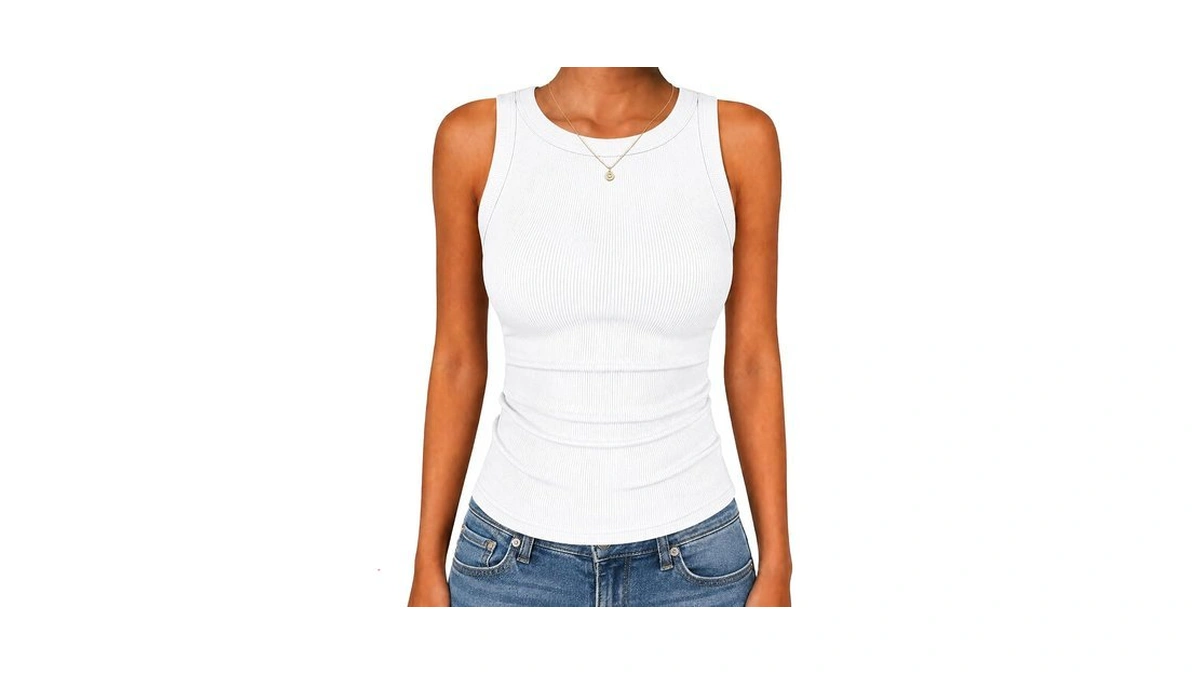 Gayhay White Tank Top Woman Womens Summer Cute High Neck