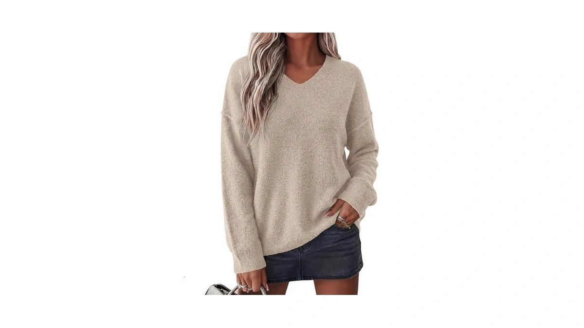 Btfbm Women's Loose Knitted Casual Sweaters,khaki,l