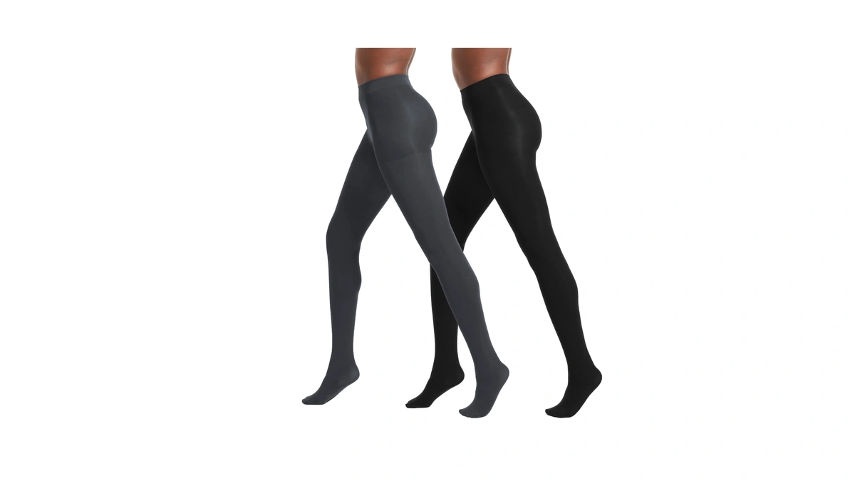 No Nonsense Women's Super Opaque Control-top Tights, Black/cobblestone, X-large