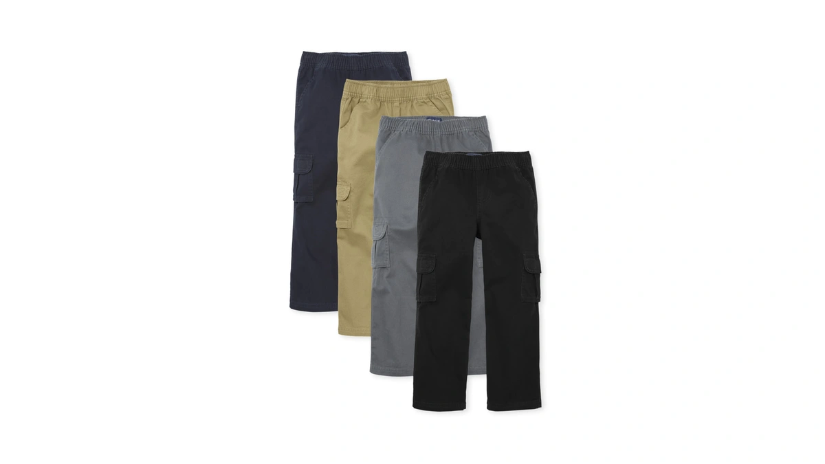 The Children's Place Boys Pull On Cargo Pants,black/flax/gray Steel/new Navy
