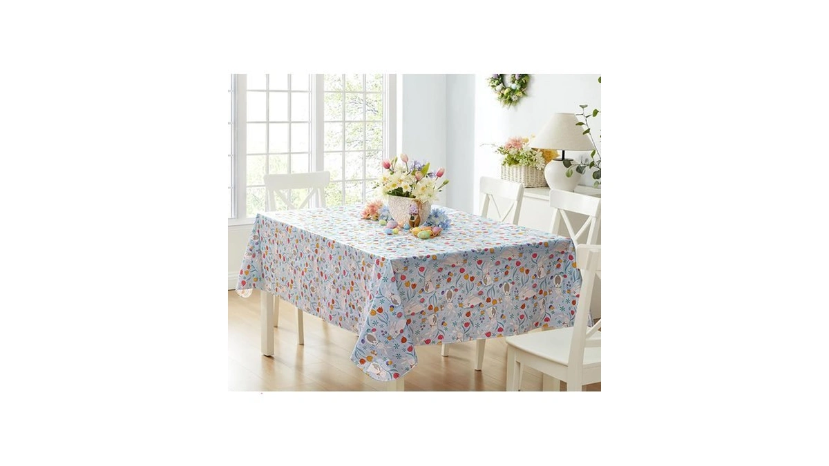 Newbridge Blue Easter Cotton Tail Bunny Party 52 X 70