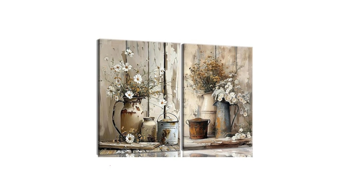 Rustic Farmhouse Daisy Canvas Wall Art Vintage Country Floral Posters