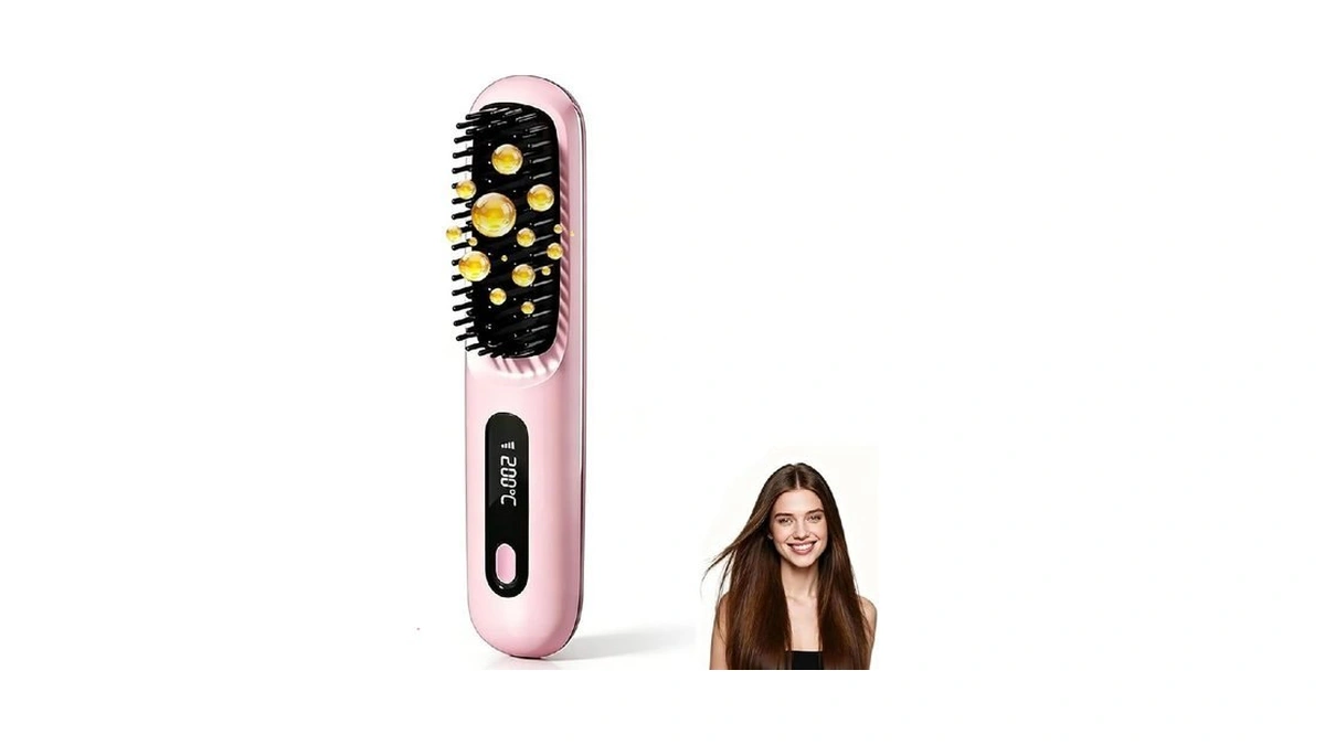 Go Brush Pro Cordless Straightening Comb, Mini Portable Heated Smoothing