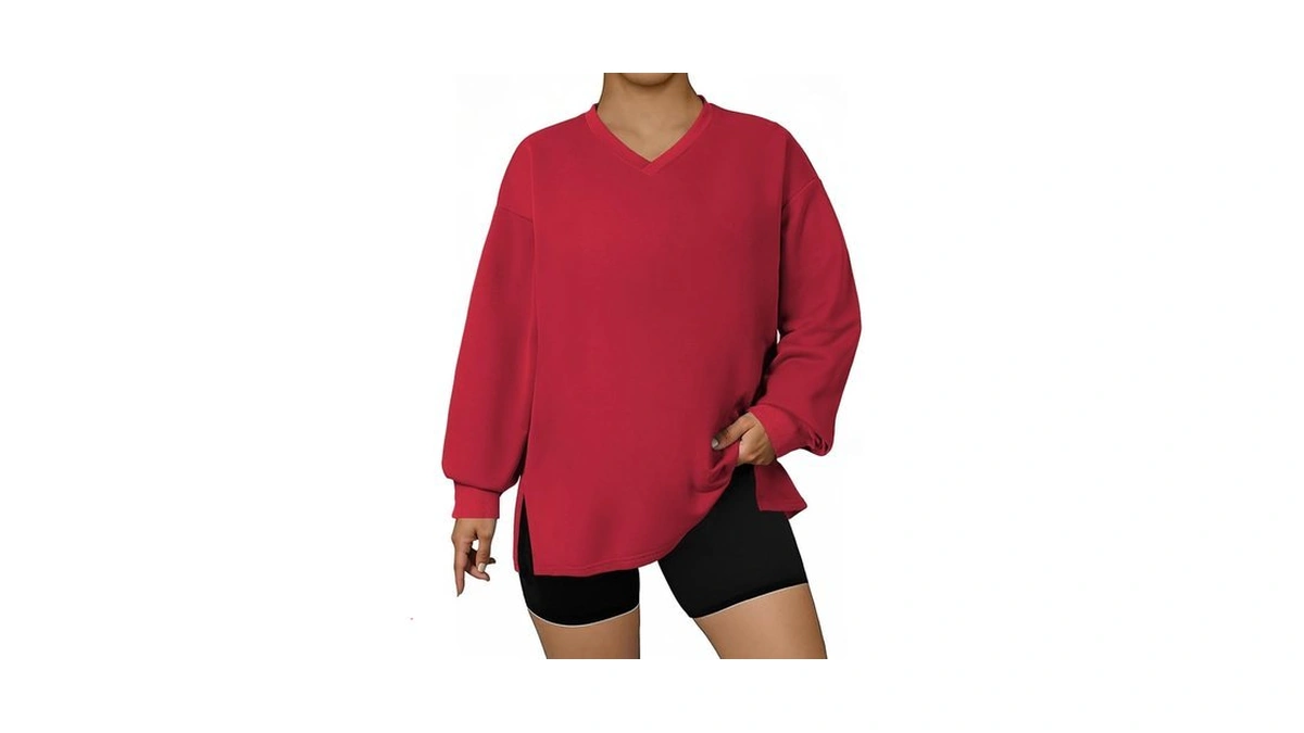 Eytino Plus Size Sweatshirts For Women Oversized V Neck Long