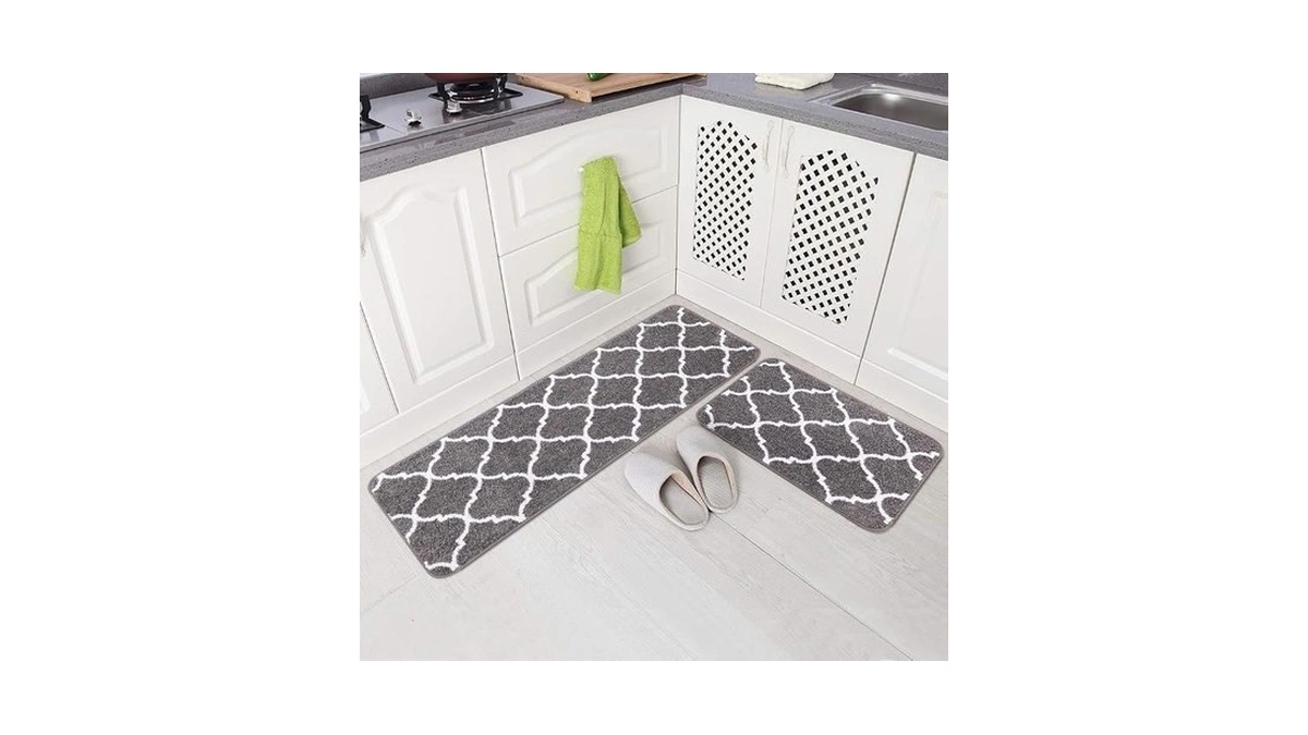 Carvapet 2-piece Anti Fatigue Kitchen Rug Set, Cushioned Pvc Waterproof