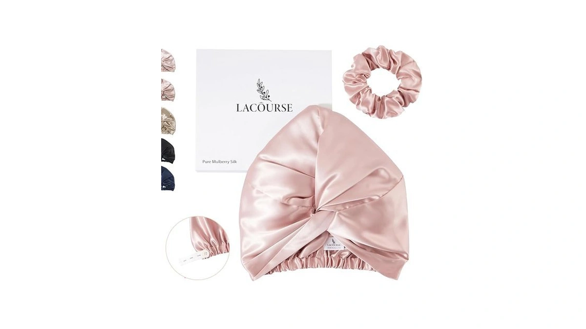 Lacourse Adjustable 22 Momme 100% Mulberry Silk Bonnet, Pink, Large