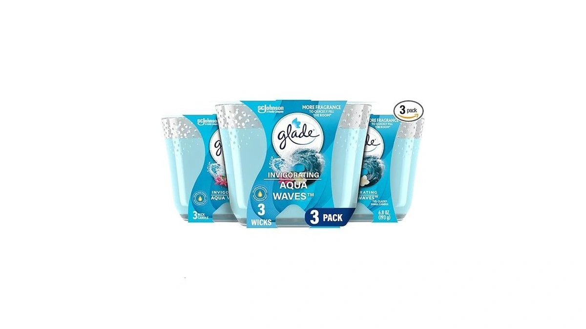 Glade Candle Aqua Waves, Fragrance Candle Infused With Essential Oils,