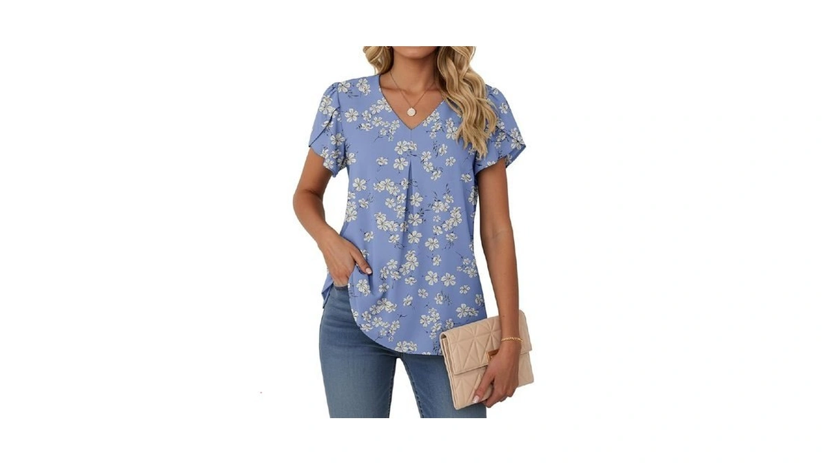 Lepunuo Womens Spring Tops Summer Dressy Casual V Neck Short