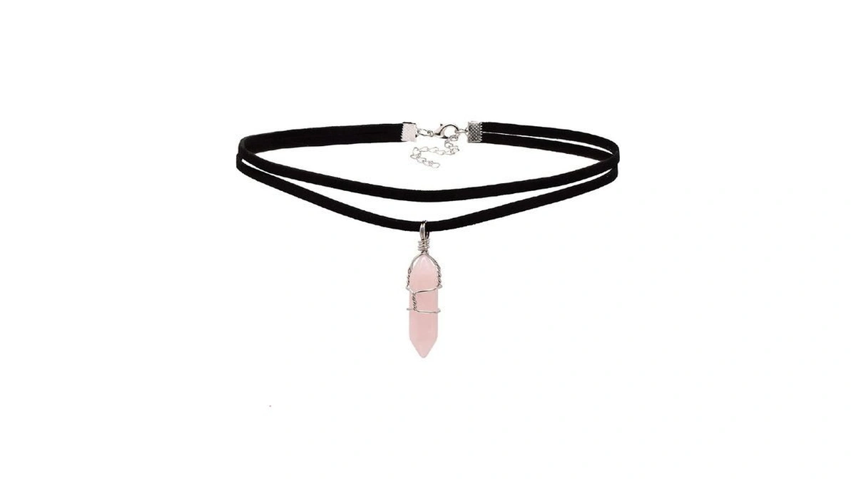 Paialco Hand Wired Healing Crystal Point Charm Double Layers Black
