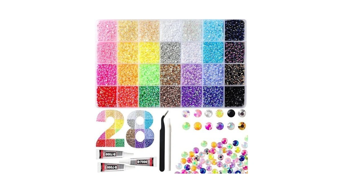 Ylpartcher 38000pcs 28 Colors Jelly Resin Rhinestones Kit With 3pcs