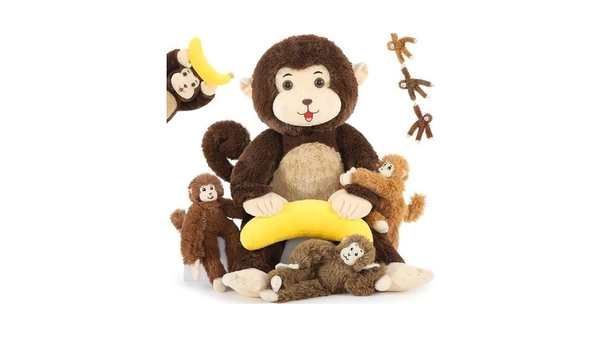 Maogolan Giant Monkey Stuffed Animal With Babies, Soft Stuffed Monkey
