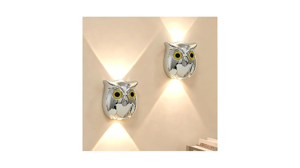 Olishalight Motion Sensor Night Light:rechargeable Owl Lamp 2, Silver