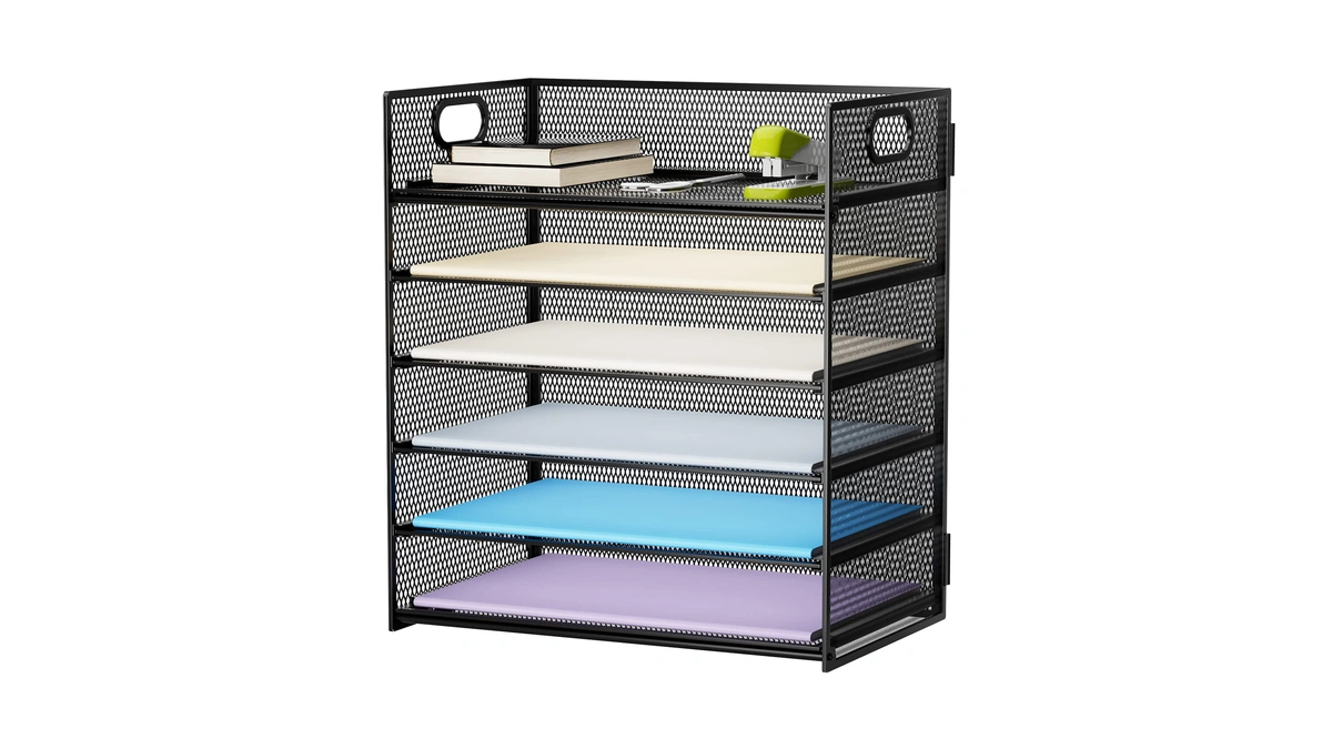 Marbrasse 6 Tier Paper Organizer Letter Tray - Mesh Desk