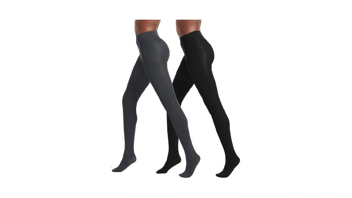 No Nonsense Women's Super Opaque Control-top Tights, Black/cobblestone, Medium