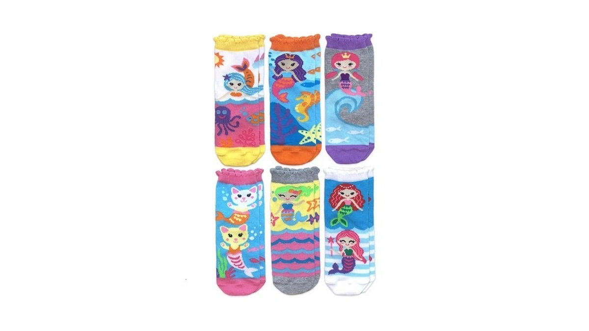 Jefferies Socks Girl's Mermaid Novelty Pattern Cute Crew Socks 6