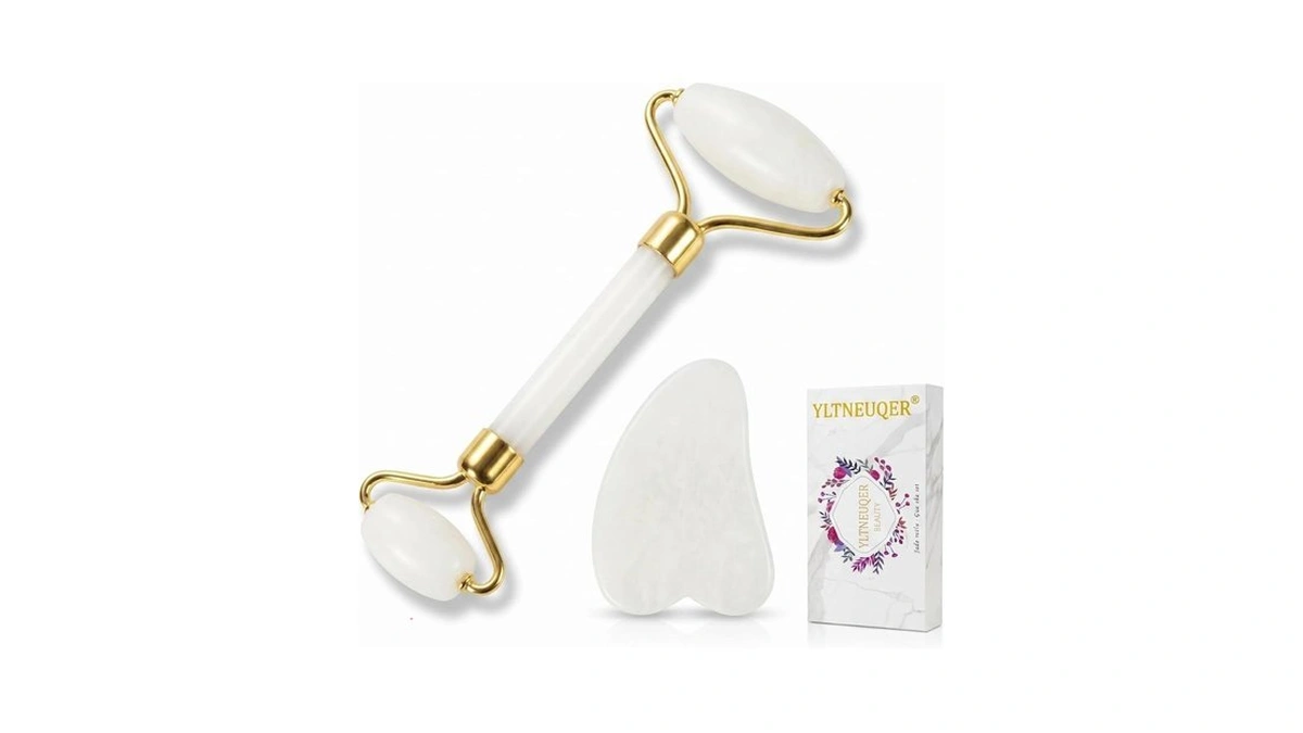 Yltneuqer Natural Gua Sha & Jade Roller Set, Gua Sha