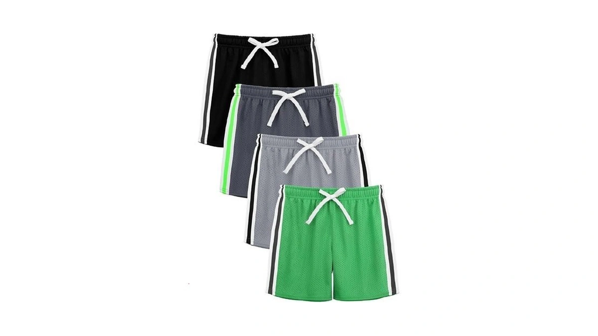 Jorhig 4 Pack Toddler Boy Shorts, Double-layer Mesh Toddler Shorts