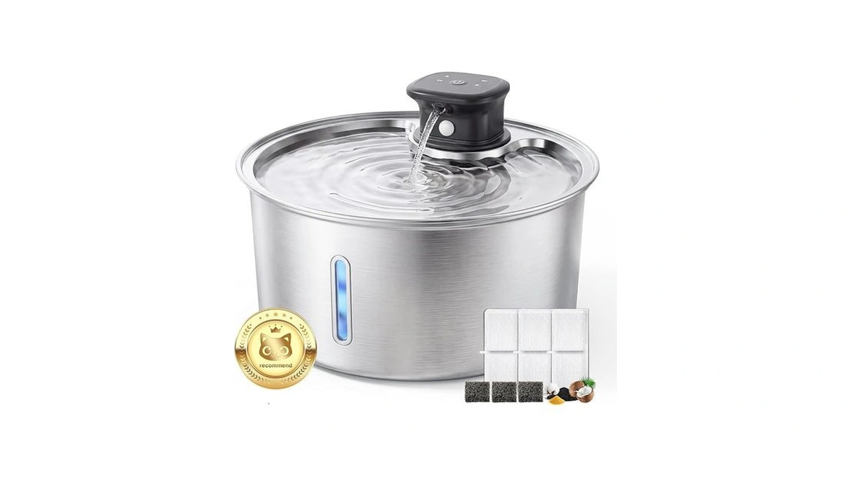 Jzlapro Wireless Cat Water Fountain,108oz Stainless Steel,battery Operated