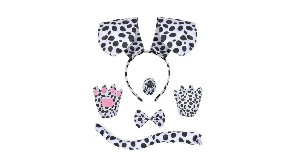 Abitoncc Dalmatian Puppy Dog Costume Set For Adults, 5pcs Animal