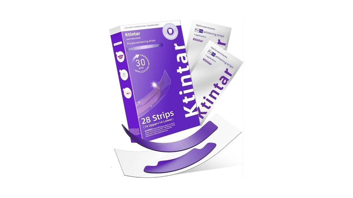 Ktintar 28 Strips Purple Teeth Whitening Strips, Color Correcting Purple