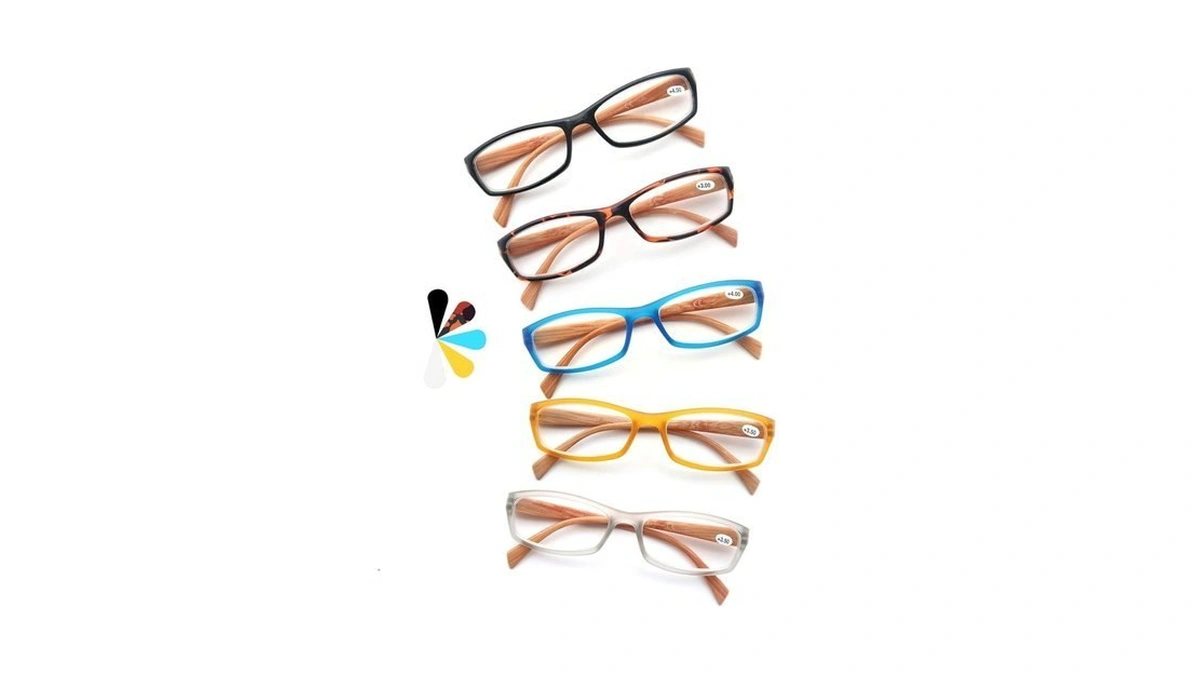 Modfans 5 Pack Reading Glasses Women Men,wood-look Square Readers Spring