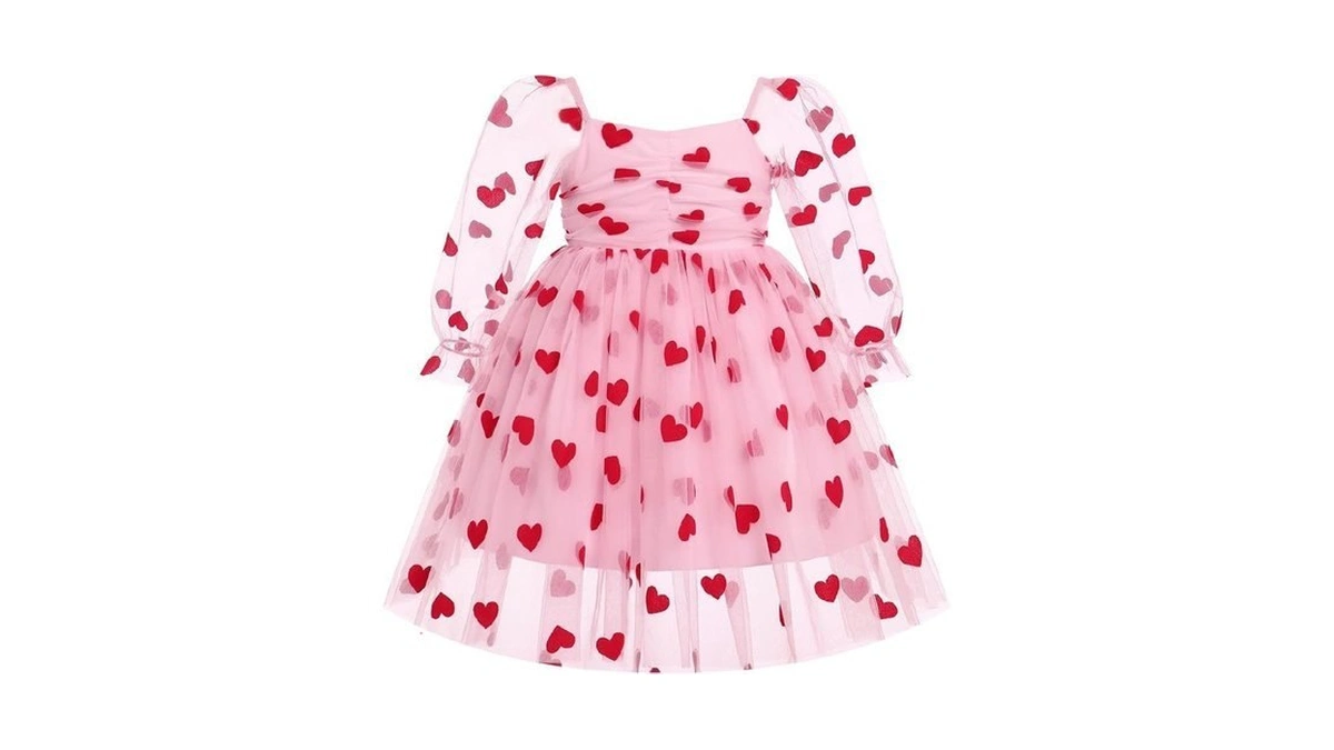 Ibtom Castle Valentines Day Outfit For Baby Girls Mesh Long