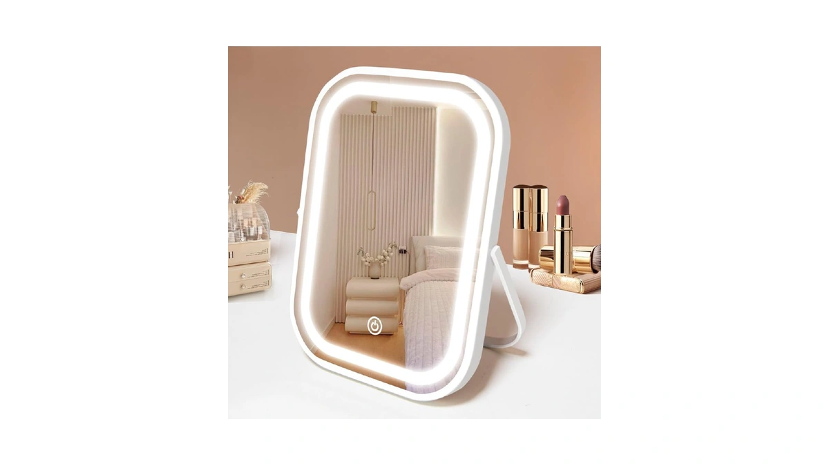 Yekkopt Travel Makeup Mirror With Lights, Portable Small Beauty Led
