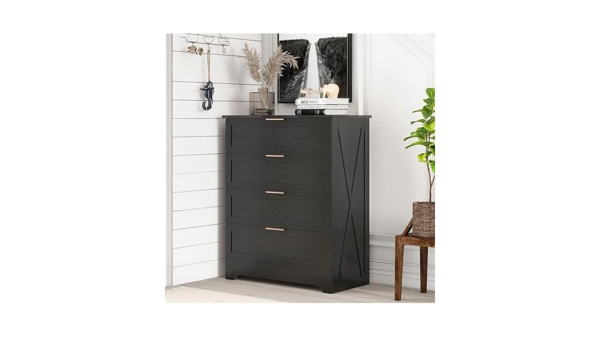Ftzxhklx Modern 4 Drawer Dresser For Bedroom, Tall Bedroom Dresser