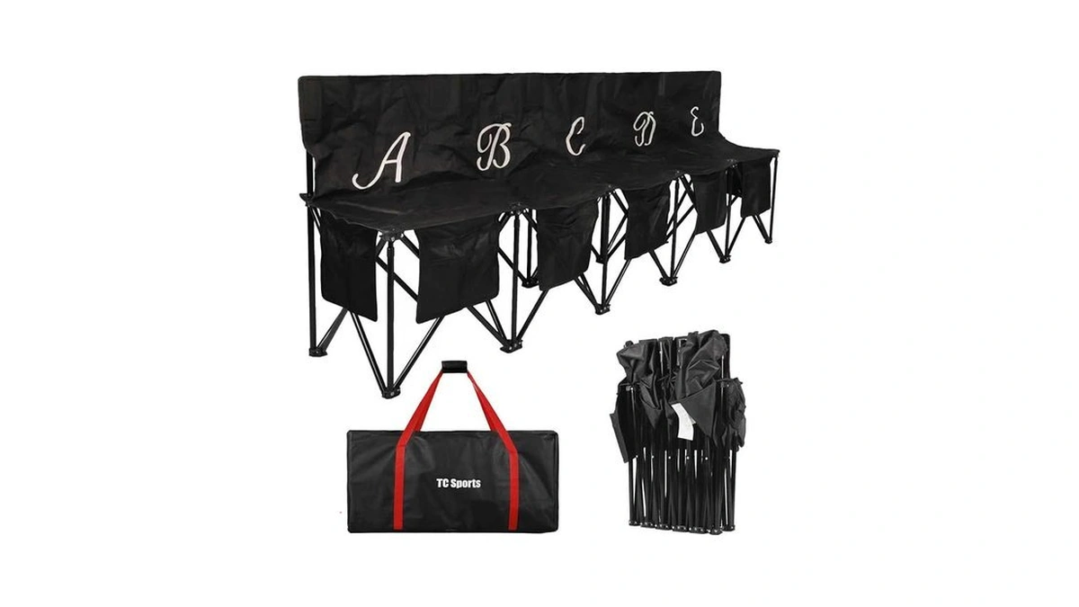 Lanmountain Portable Soccer Benchβ5 Seat Folding Team Chair With 7