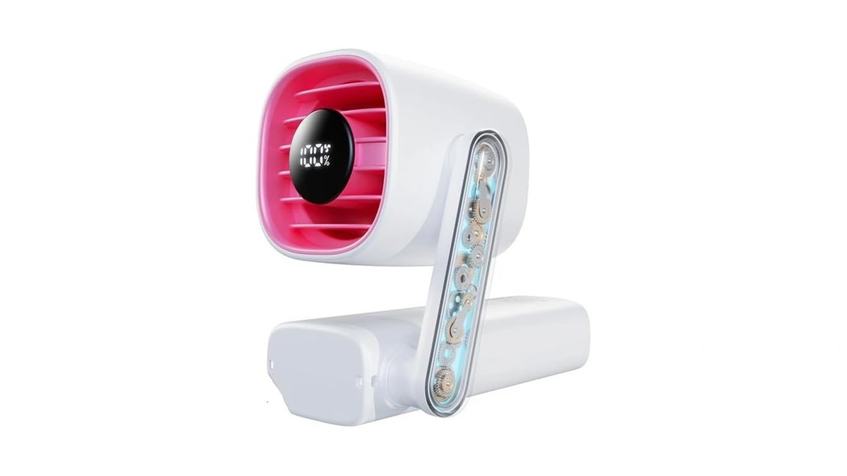Loonpon Foldable Rotatable Handheld Turbo Fan, 5 Speeds, 2000mah Portable
