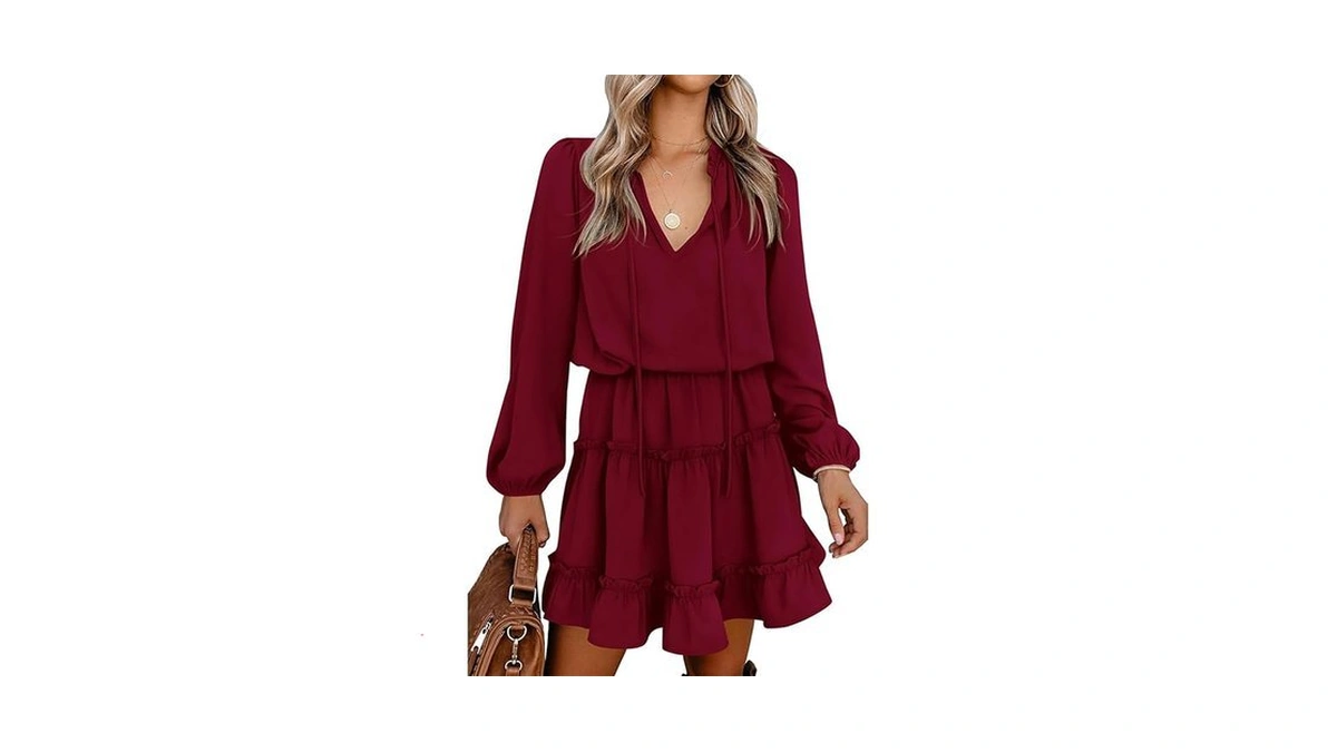 Btfbm Long Sleeve Summer Dresses For Women 2026 Casual Tie