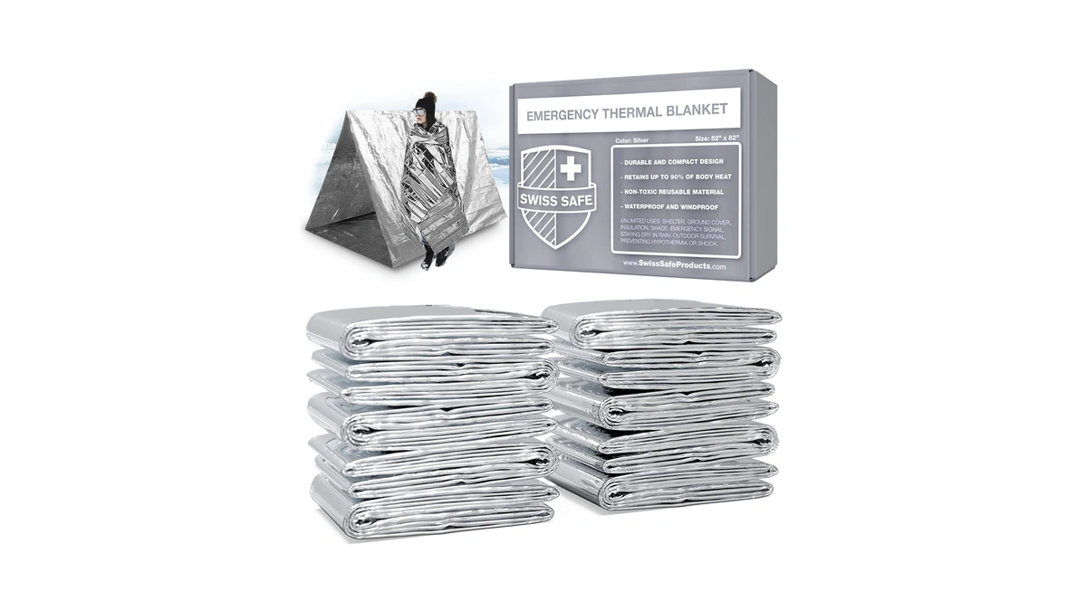 Swiss Safe Emergency Mylar Thermal Blankets + Bonus Space Blanket