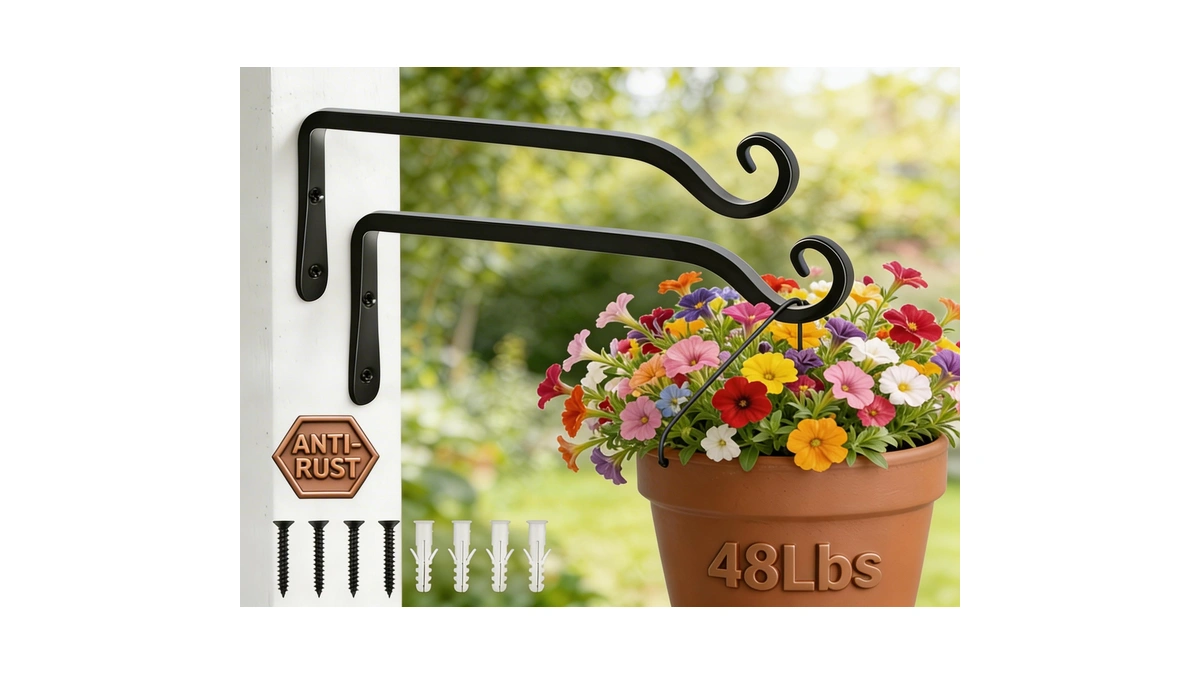 Gtongoko 10" Heavy Duty Outdoor Plant Hanger Wall Bracket, 2