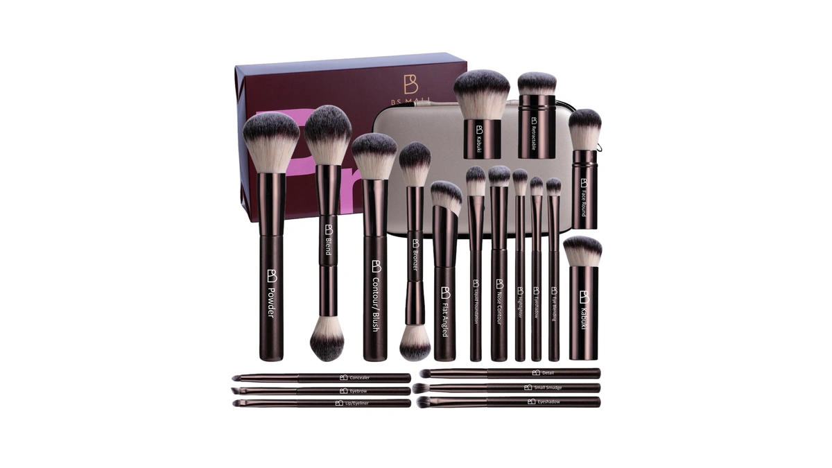 Professional Makeup Brush Set Bs-mall With Travel Case, 20pcs Synthetic