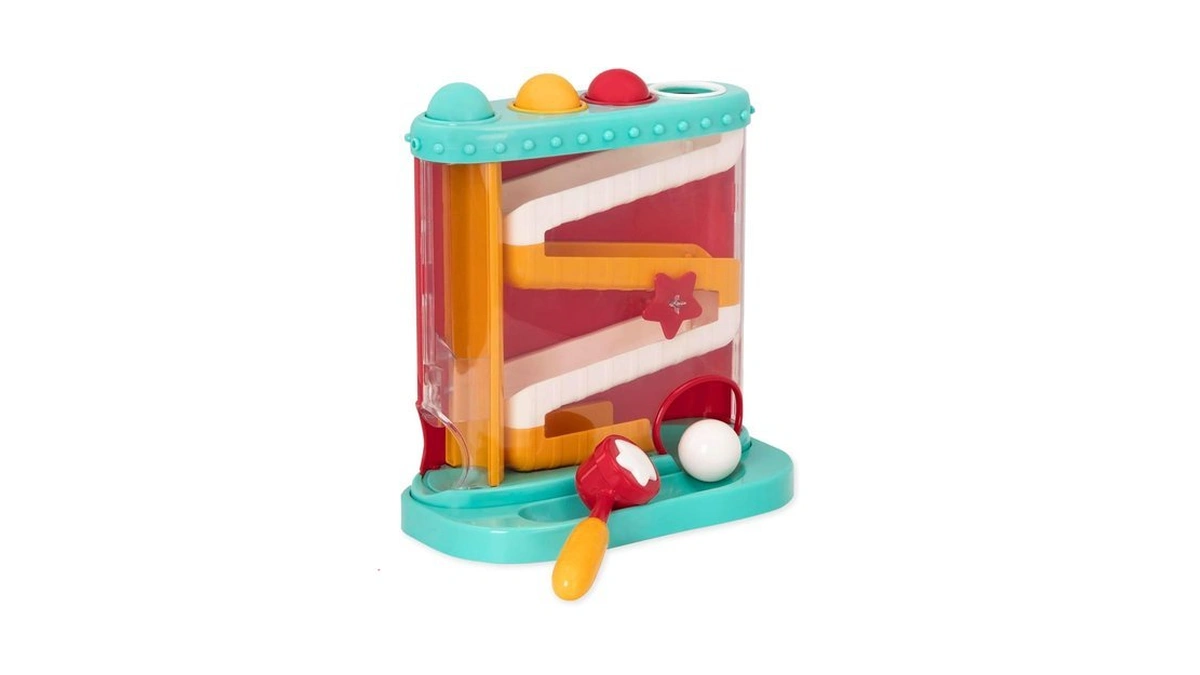 Battat Pound-a-ball Toy, Pound & Roll Ball Maze, Light Blue,