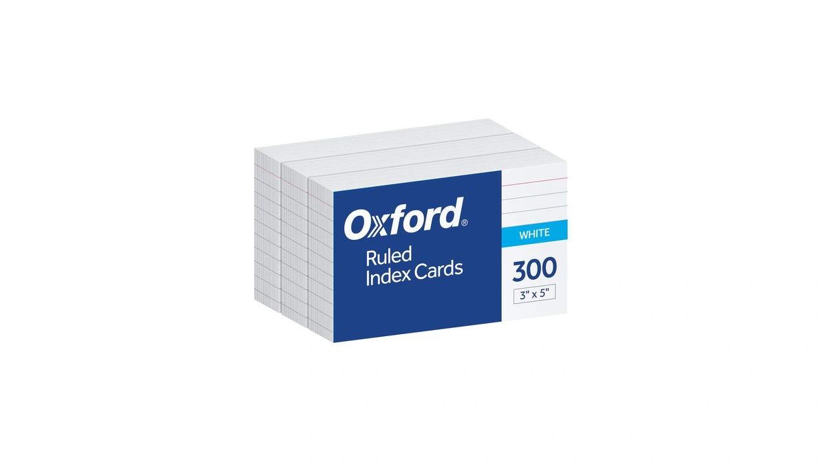 Oxford Ruled Index Cards, 3" X 5", White, Lined Index