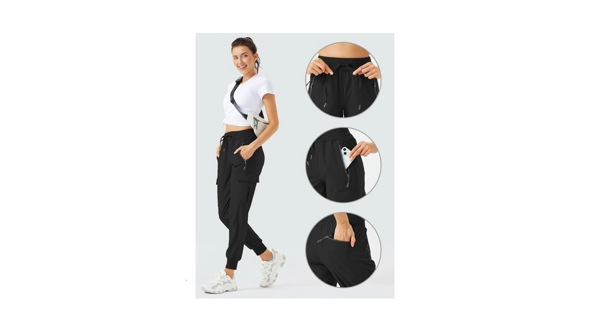 Rewkoy Women's Cargo Joggers Lightweight Quick Dry Hiking Pants Water