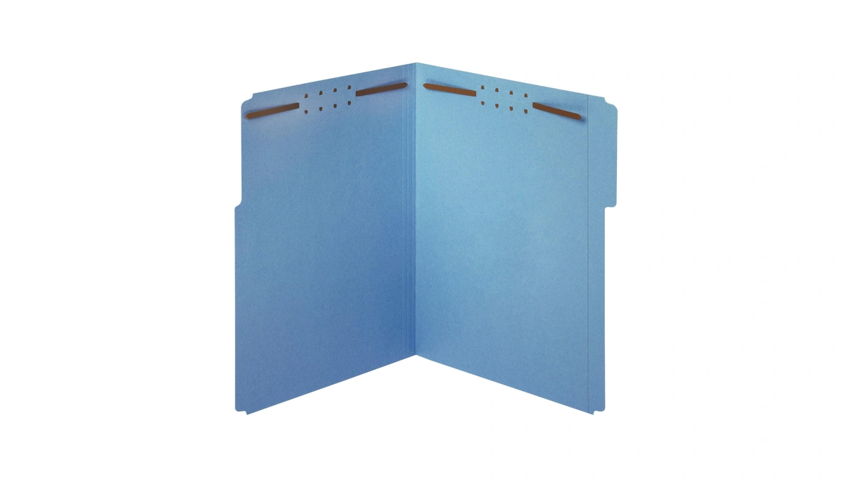 Pendaflex Fastener Folders, 2 Fasteners, Letter Size, Blue, 1/3 Cut