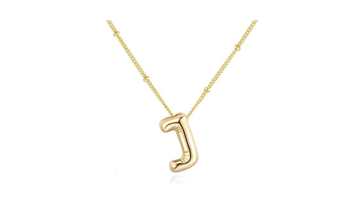 Auzrastia Bubble Letter Necklace - 14k Gold Plated Alphabet Pendant