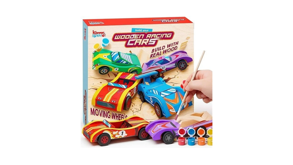 Klever Kits 4 Diy Wooden Race Cars-build & Paint Your