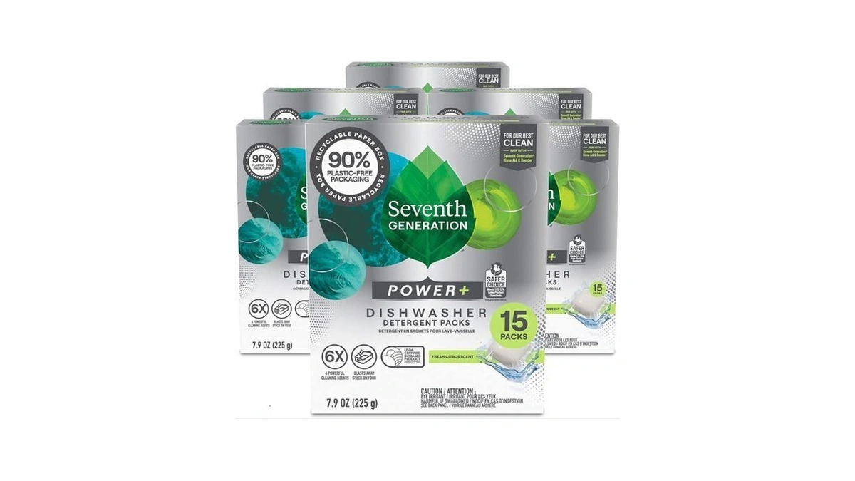 Seventh Generation Power Plus Dishwasher Detergent Packs Fresh Citrus Scent