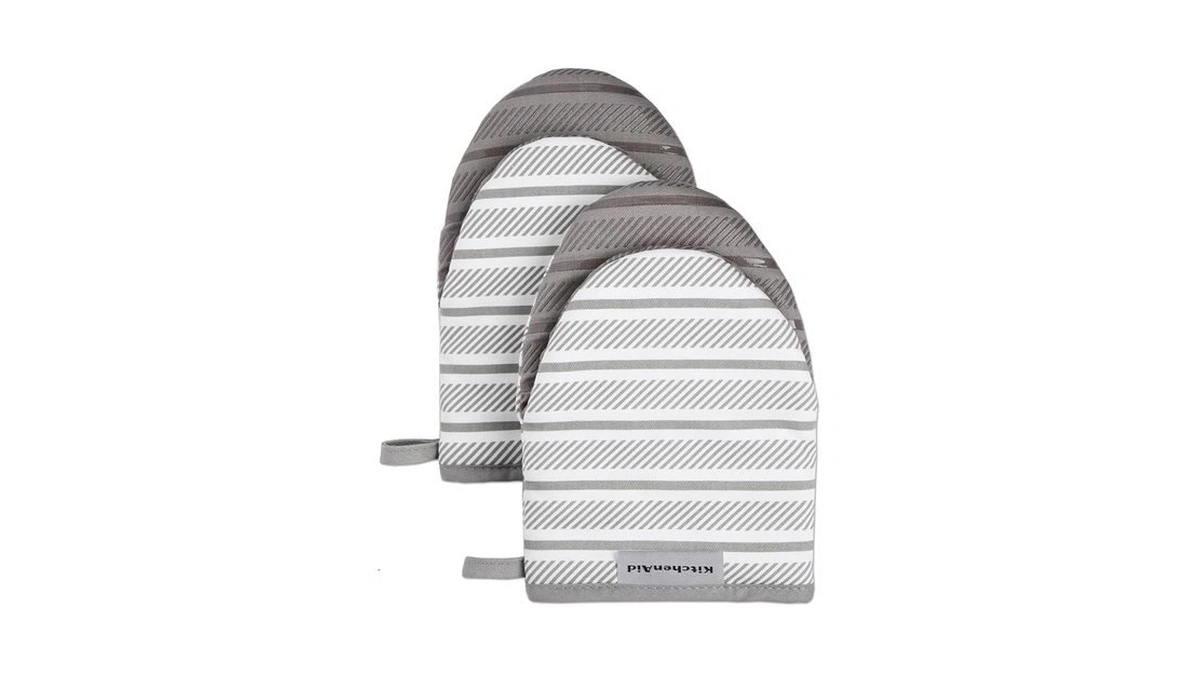 Kitchenaid Albany Mini Oven Mitt 2-pack Set, Grey, 5.5"x8"