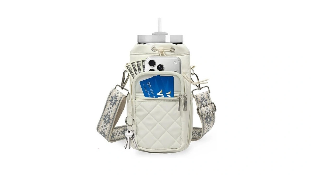 Llparty Water Bottle Carrier Bag With Strap, Insulated Purse Crossbody