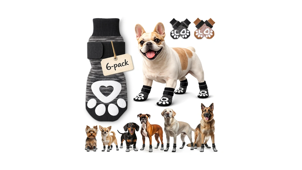 Anti Slip Dog Socks - 6 Pack | Dog Socks