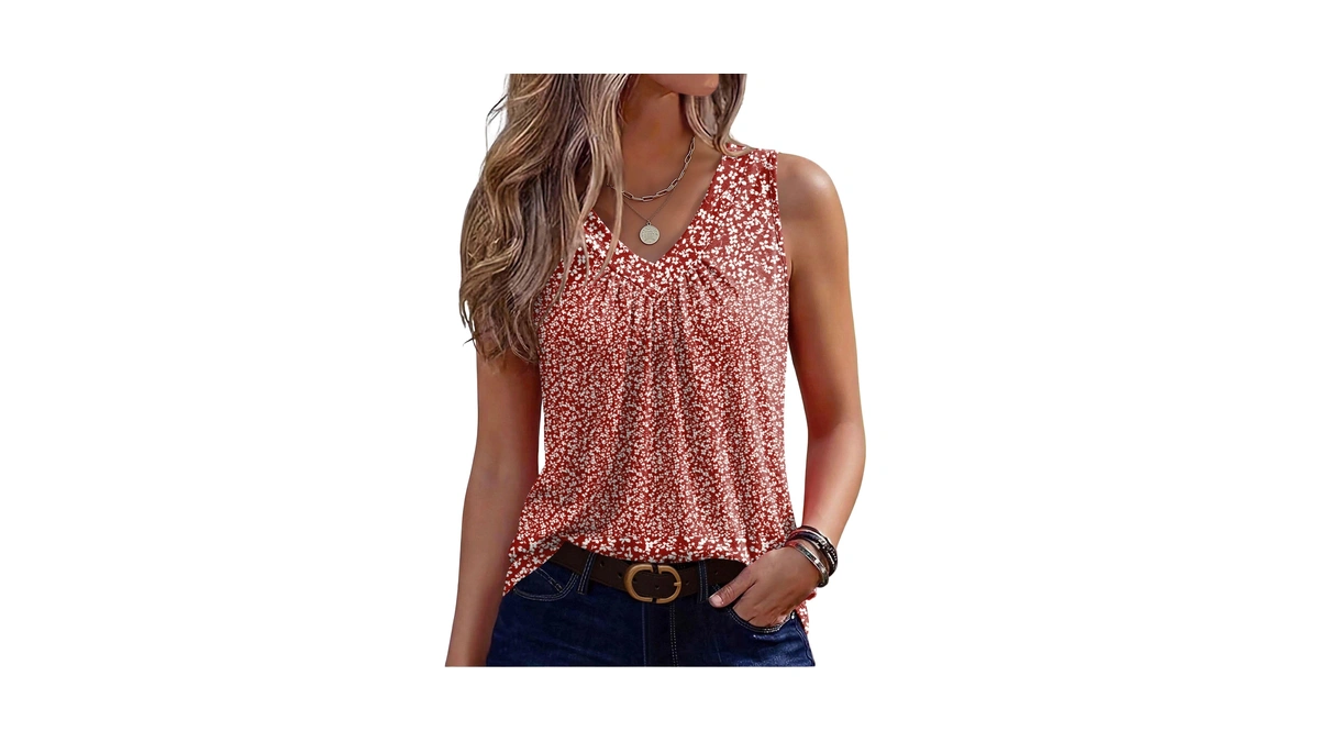 Zeagoo Womens Tank Tops Summer Sleeveless Loose Fit Tops V