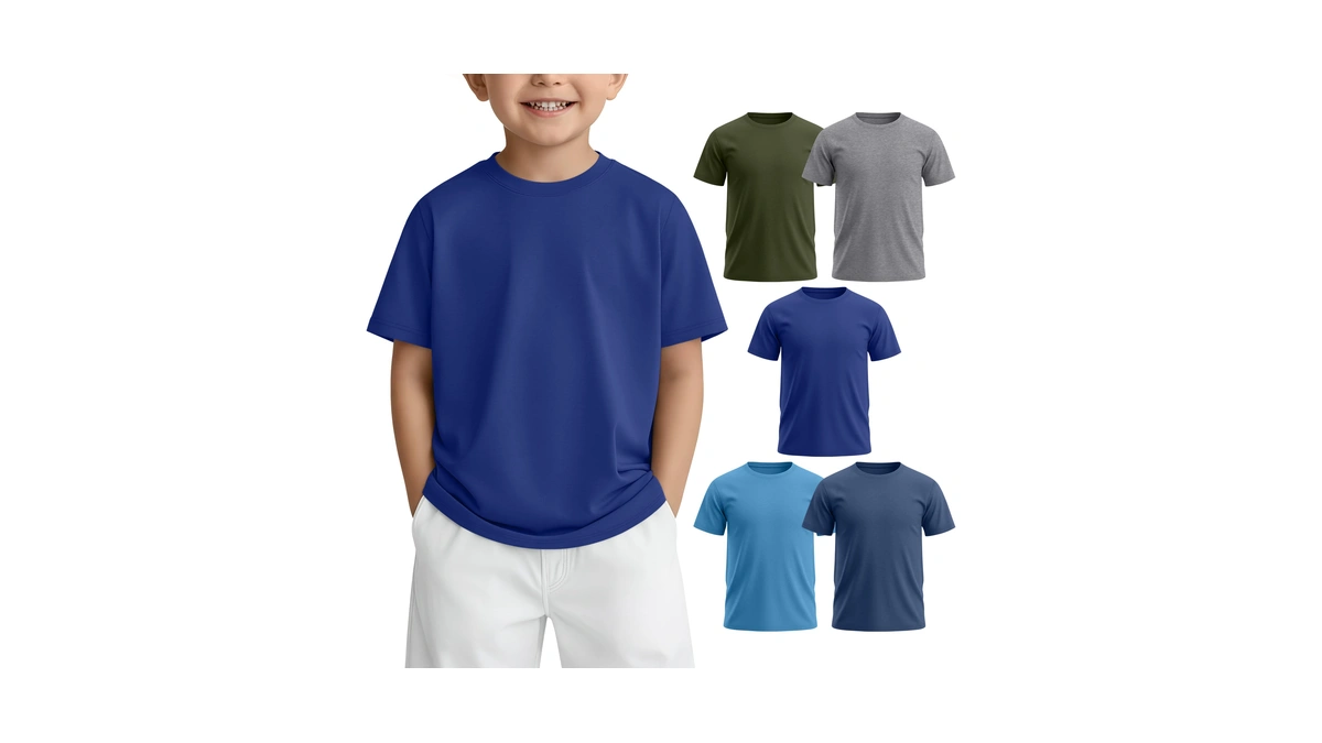 Lessonzoo 5 Pack Toddler Boys Short Sleeve Shirts Little Kids