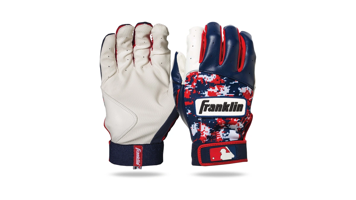 Franklin Sports Youth Mlb Digi Camo Batting Gloves, White/navy/red, Small