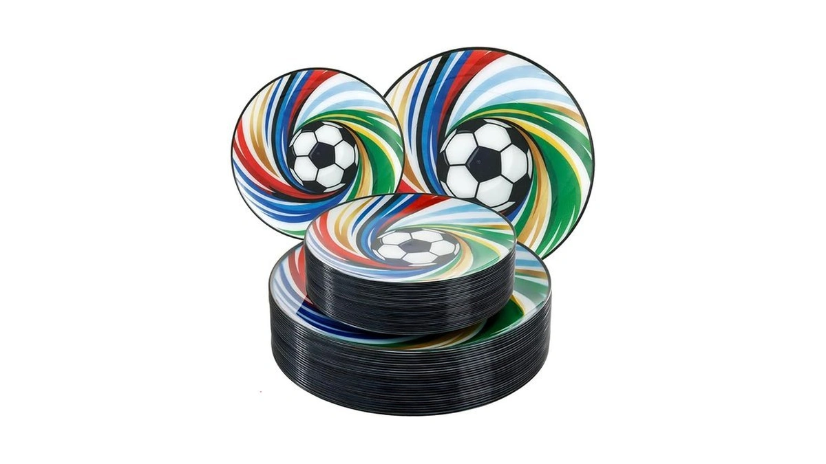 Liyh 60 Pcs World Cup Soccer Plastic Plates - Heavy