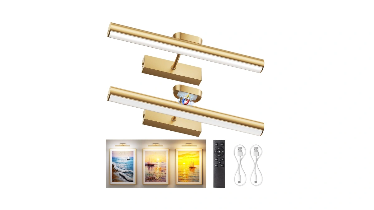 Percantis Picture Lights For Wall, 4000mah, Gold, 13.8 Inch, 2