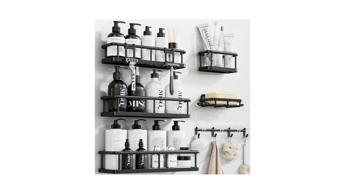 Yasonic Shower Caddy Adhesive, Rustproof Shower Organizer With Soap Holder,